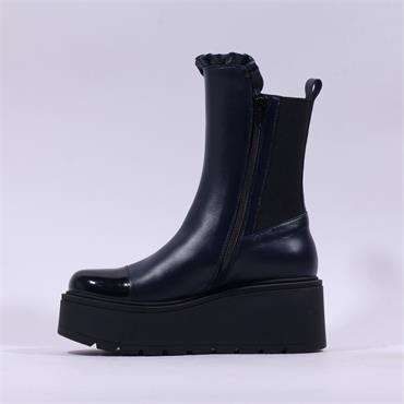 Marco Moreo Vale Frill Toe Cap Boot - Navy Leather